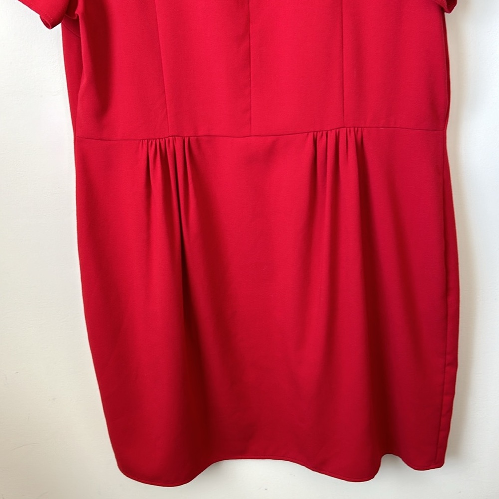 Dorothy Perkins Red Shift Dress with Peter Pan Leopard Collar, size 18UK or 14US - Picture 8 of 10